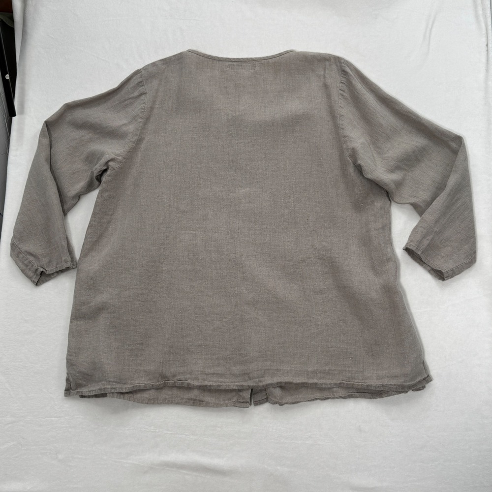 FLAX 100% Linen 2 Piece Set Cardigan and Tank Top Oatmeal Womens 1G Lagenlook - Picture 5 of 12